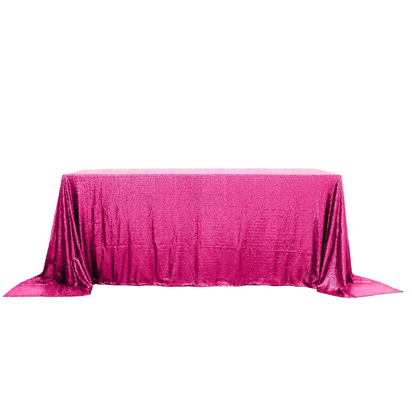 Sequin 90"x132" Rectangle Tablecloth Fuchsia - Seamless Sparkly Table Cover - NestOCart