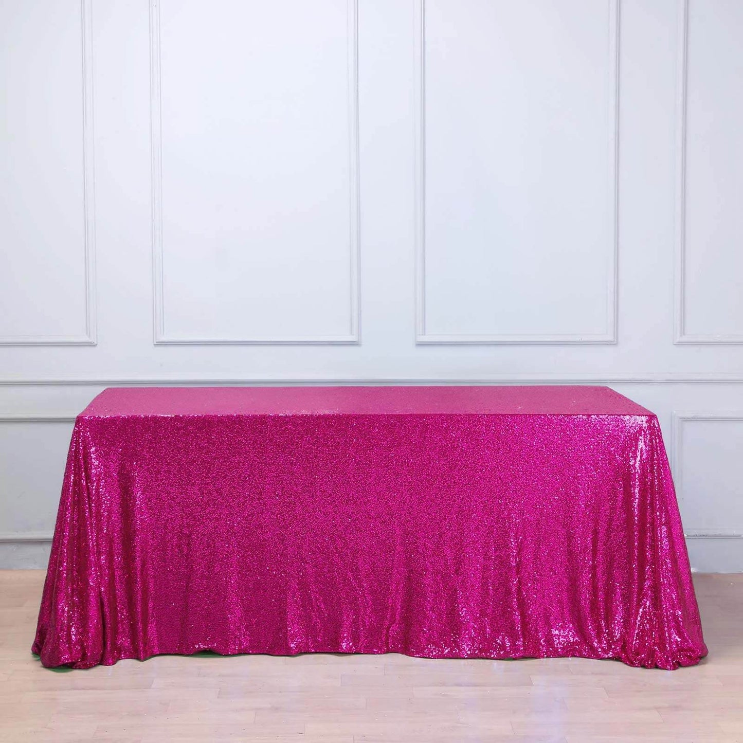 Sequin 90"x132" Rectangle Tablecloth Fuchsia - Seamless Sparkly Table Cover - NestOCart