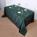Sequin 90"x132" Rectangle Tablecloth Hunter Emerald Green - Seamless Diamond Table Cover - Bell Racket Store