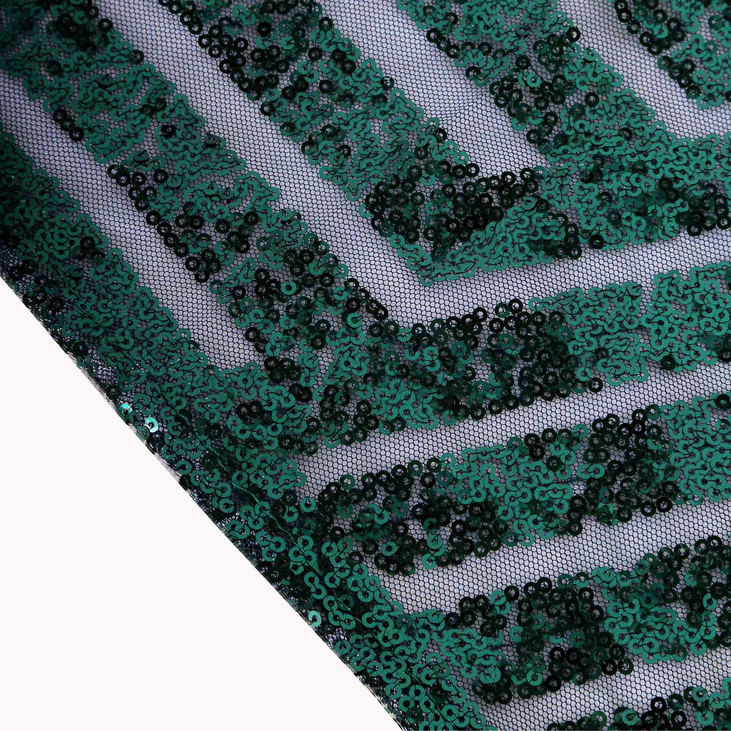 Sequin 90"x132" Rectangle Tablecloth Hunter Emerald Green - Seamless Diamond Table Cover - Bell Racket Store