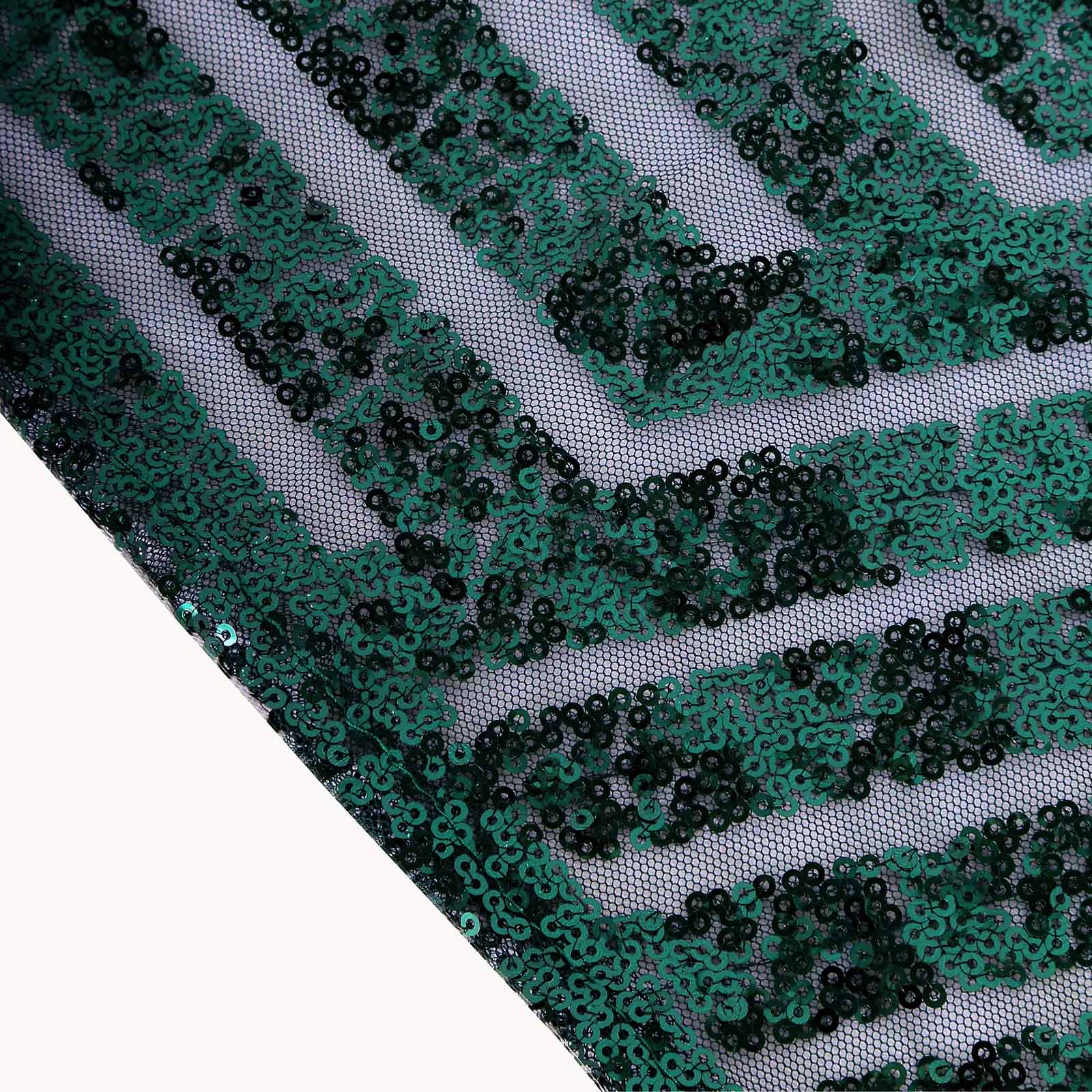 Sequin 90"x132" Rectangle Tablecloth Hunter Emerald Green - Seamless Diamond Table Cover - Bell Racket Store