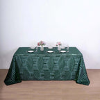 Sequin 90"x132" Rectangle Tablecloth Hunter Emerald Green - Seamless Diamond Table Cover - Bell Racket Store