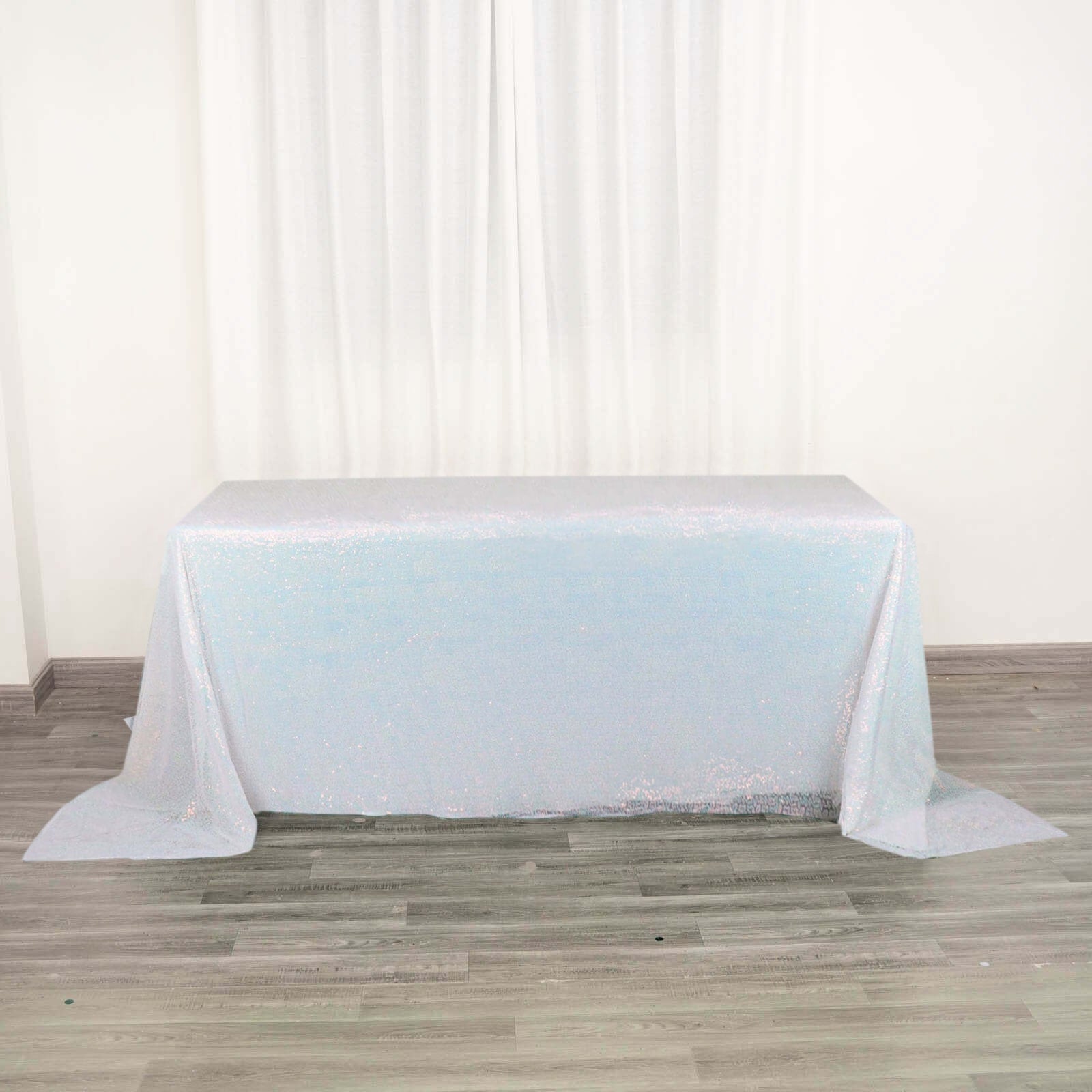 Sequin 90"x132" Rectangle Tablecloth Iridescent Blue - Seamless Sparkly Table Cover - Bell Racket Store