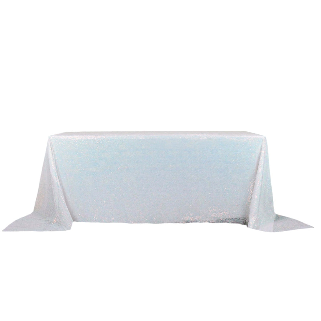 Sequin 90"x132" Rectangle Tablecloth Iridescent Blue - Seamless Sparkly Table Cover - Bell Racket Store