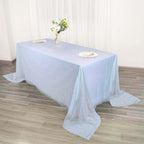 Sequin 90"x132" Rectangle Tablecloth Iridescent Blue - Seamless Sparkly Table Cover - Bell Racket Store