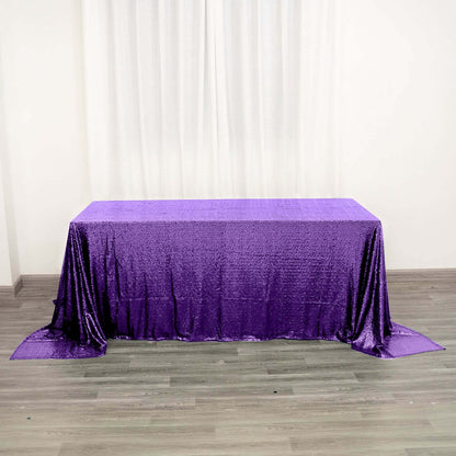 Sequin 90"x132" Rectangle Tablecloth Purple - Seamless Sparkly Table Cover - NestOCart