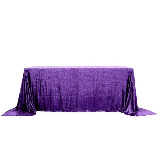 Sequin 90"x132" Rectangle Tablecloth Purple - Seamless Sparkly Table Cover - NestOCart