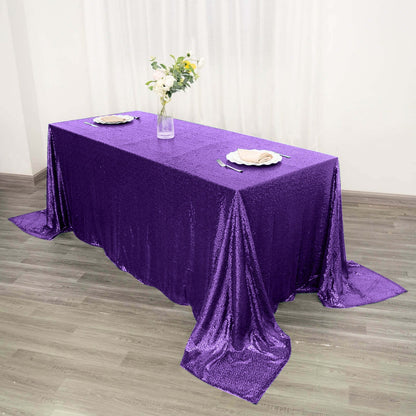 Sequin 90"x132" Rectangle Tablecloth Purple - Seamless Sparkly Table Cover - NestOCart