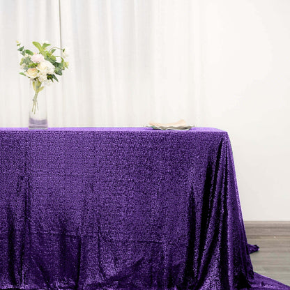Sequin 90"x132" Rectangle Tablecloth Purple - Seamless Sparkly Table Cover - NestOCart
