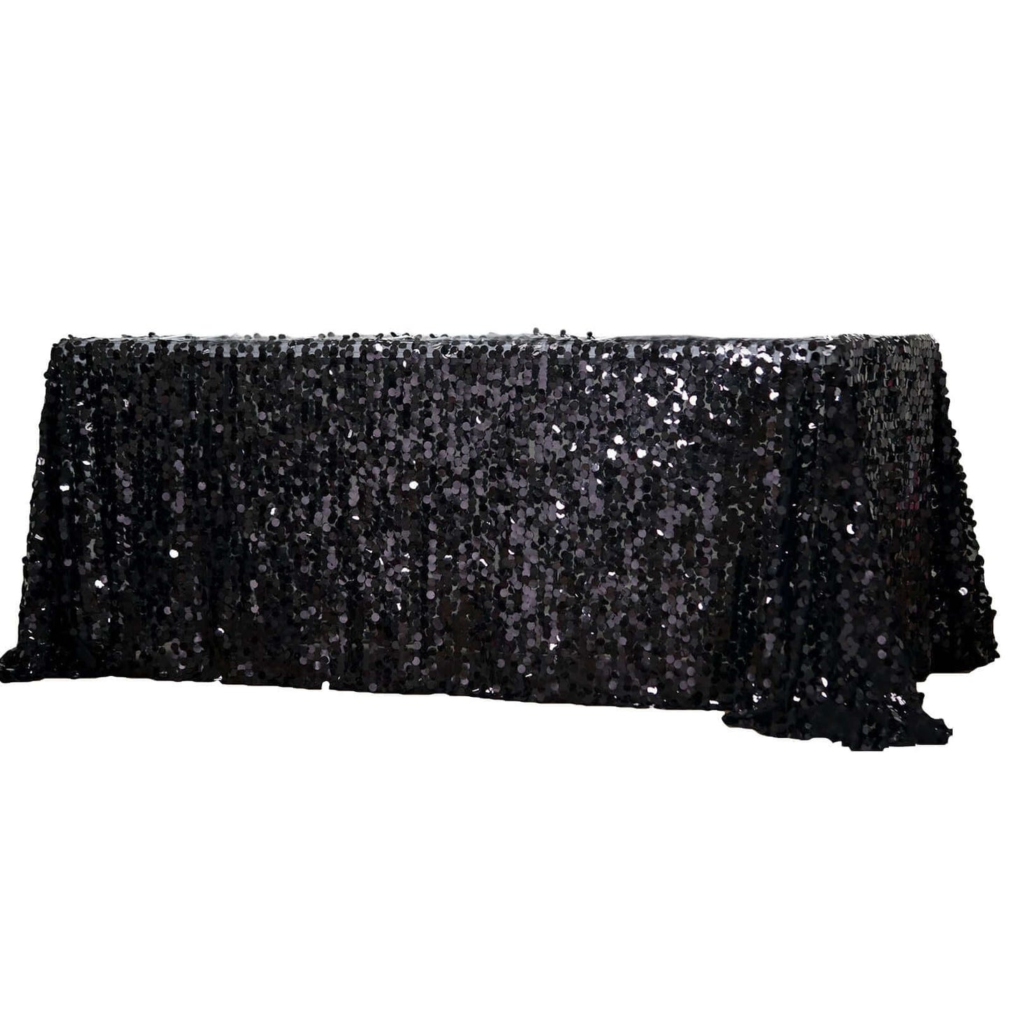 Sequin 90"x156" Rectangle Tablecloth Black - Seamless Big Payette Table Cover - NestOCart
