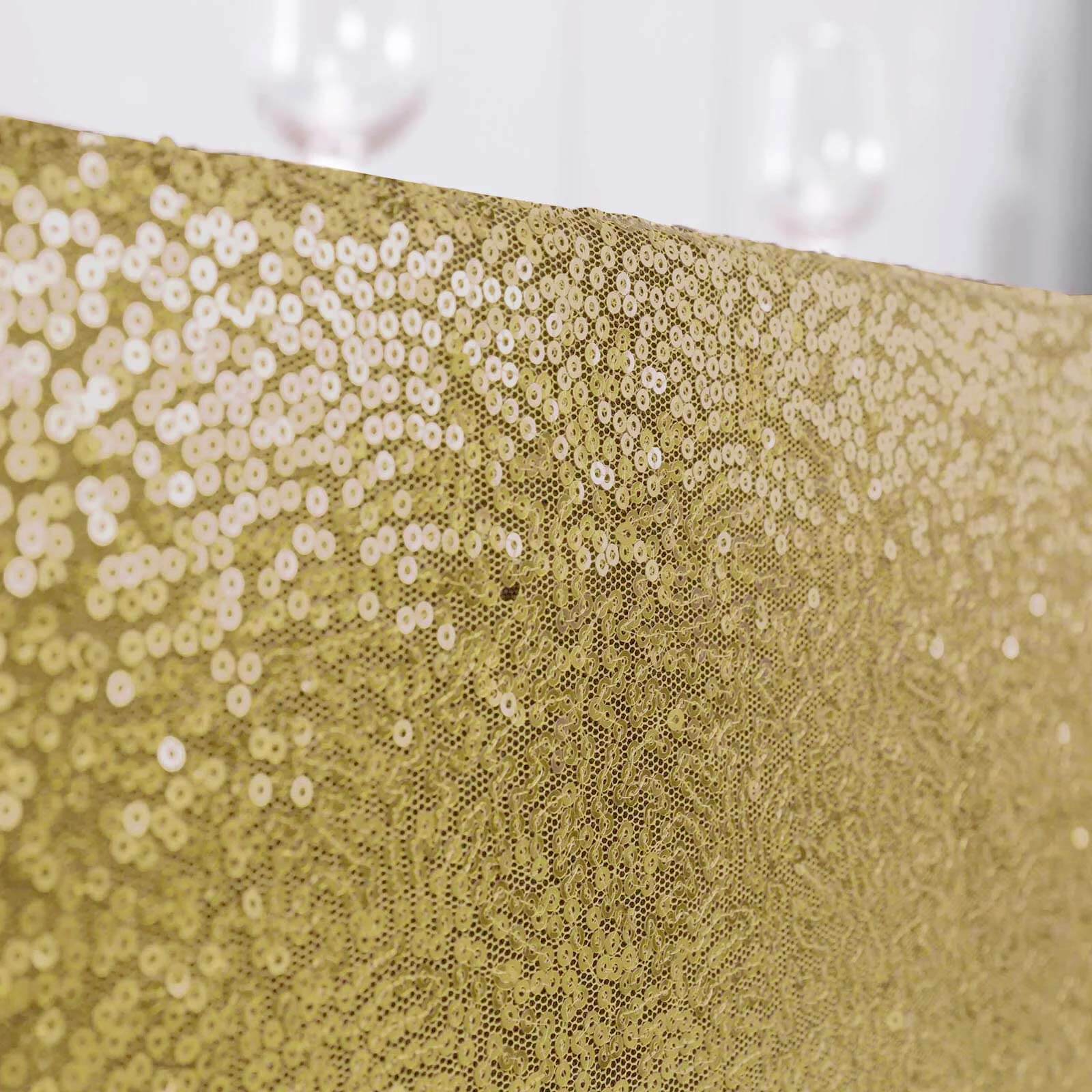 Sequin 90"x156" Rectangle Tablecloth Champagne - Seamless Twinkling Table Cover - NestOCart