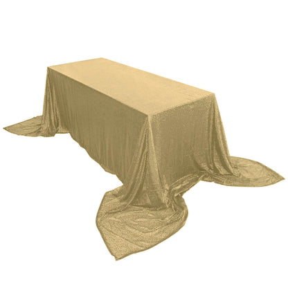 Sequin 90"x156" Rectangle Tablecloth Champagne - Seamless Twinkling Table Cover - NestOCart