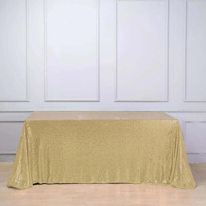 Sequin 90"x156" Rectangle Tablecloth Champagne - Seamless Twinkling Table Cover - NestOCart