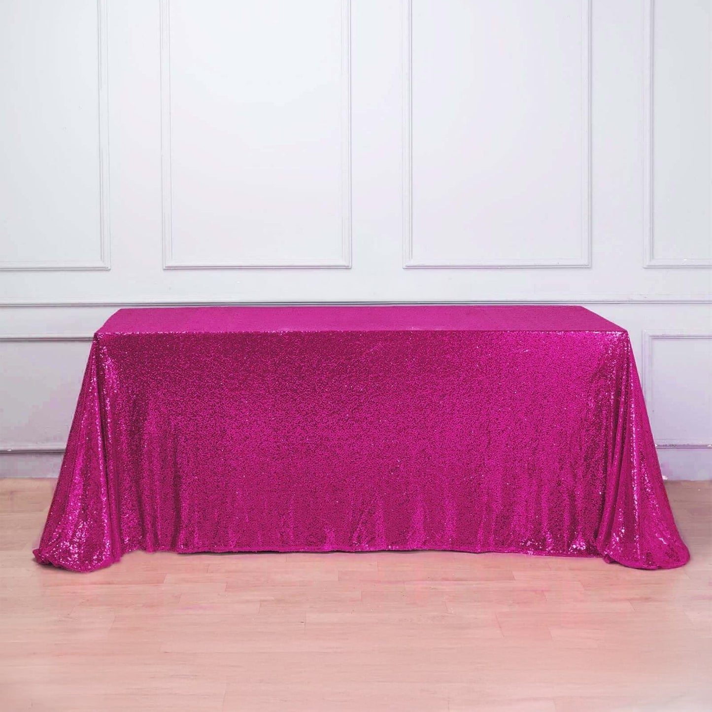 Sequin 90"x156" Rectangle Tablecloth Fuchsia - Seamless Twinkling Table Cover - NestOCart