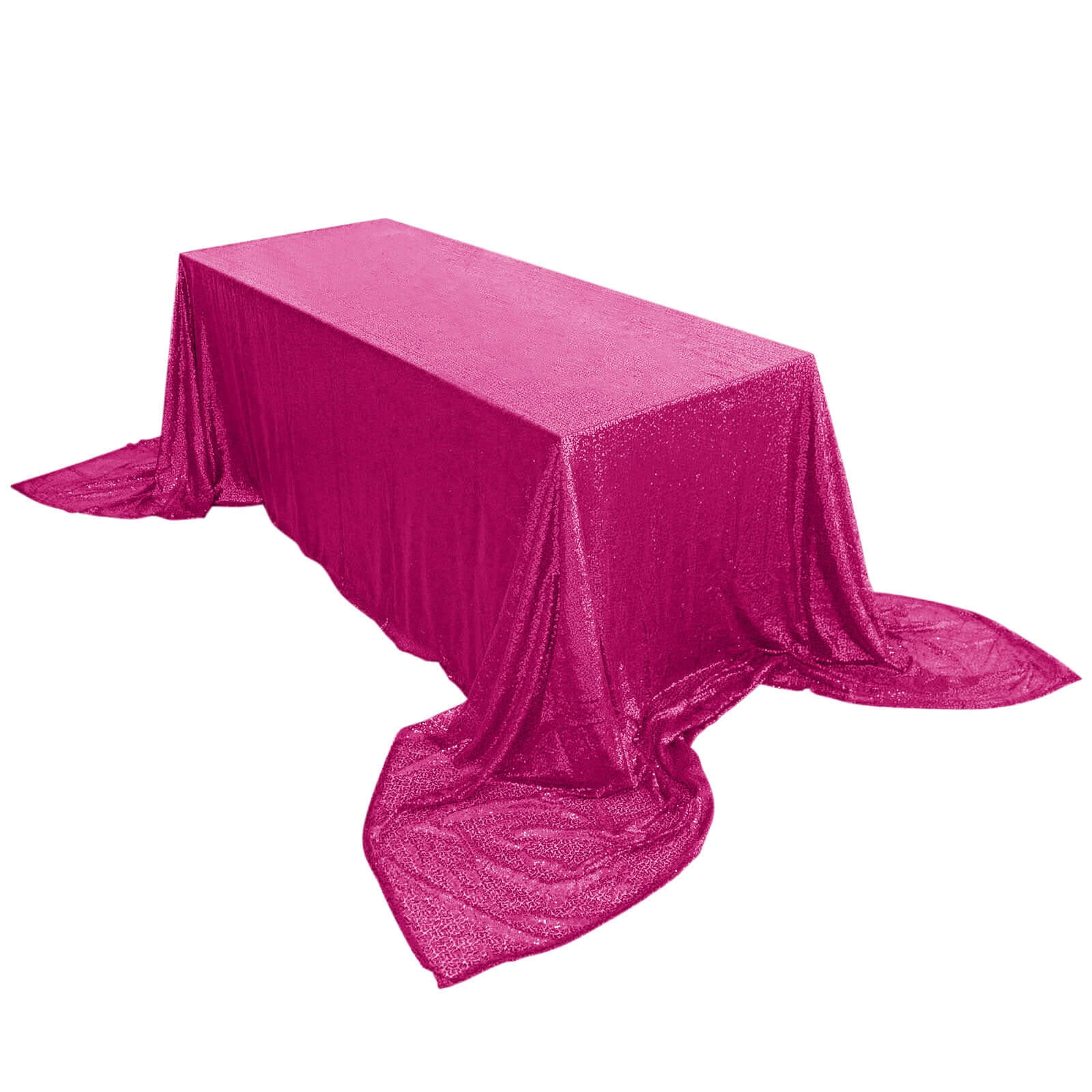 Sequin 90"x156" Rectangle Tablecloth Fuchsia - Seamless Twinkling Table Cover - NestOCart