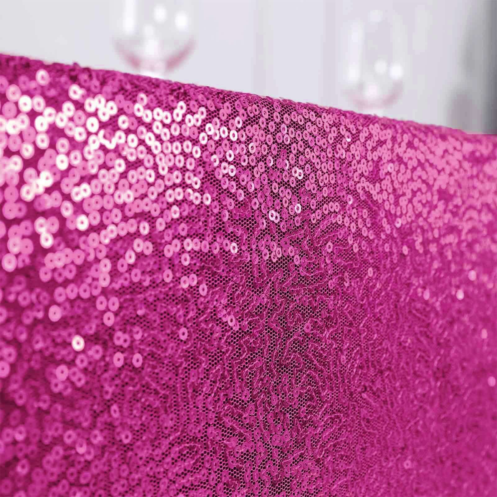 Sequin 90"x156" Rectangle Tablecloth Fuchsia - Seamless Twinkling Table Cover - NestOCart