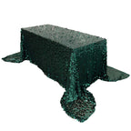 Sequin 90"x156" Rectangle Tablecloth Hunter Emerald Green - Seamless Big Payette Table Cover