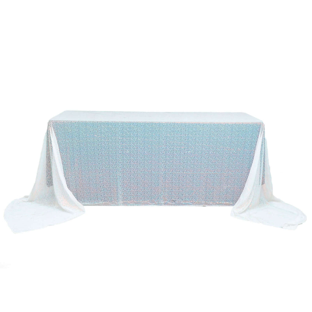 Sequin 90"x156" Rectangle Tablecloth Iridescent Blue - Seamless Twinkling Table Cover - Bell Racket Store