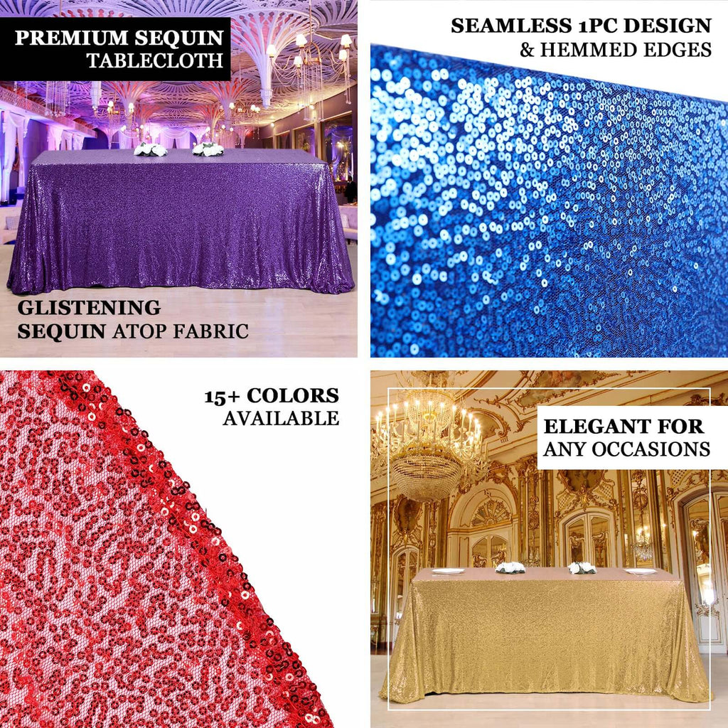 Sequin 90"x156" Rectangle Tablecloth Iridescent Blue - Seamless Twinkling Table Cover - Bell Racket Store