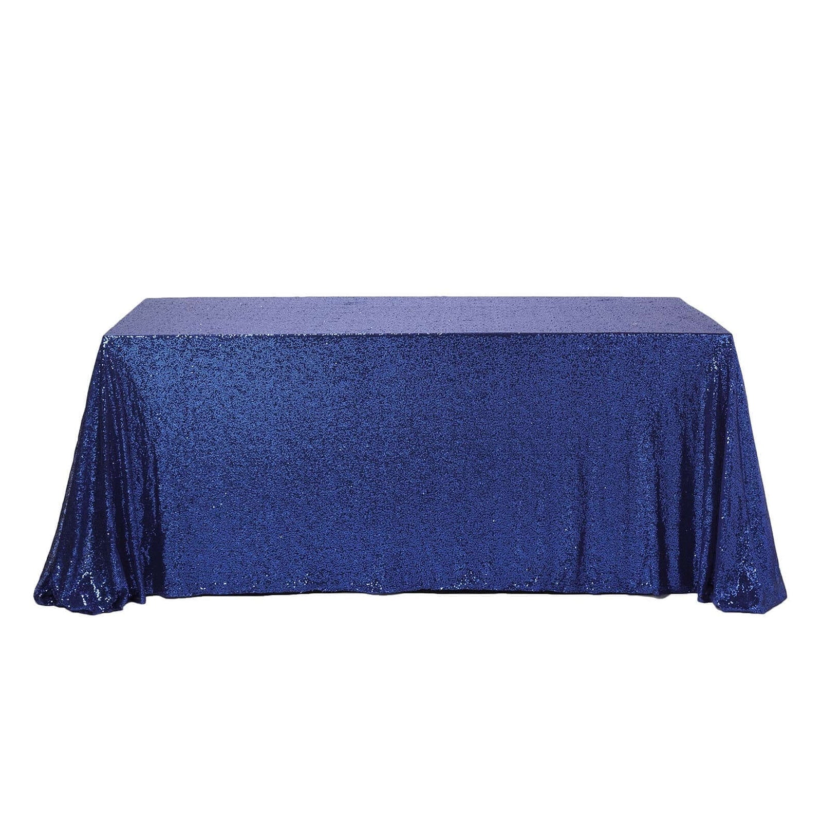 Sequin 90"x156" Rectangle Tablecloth Navy Blue - Seamless Twinkling Table Cover - NestOCart
