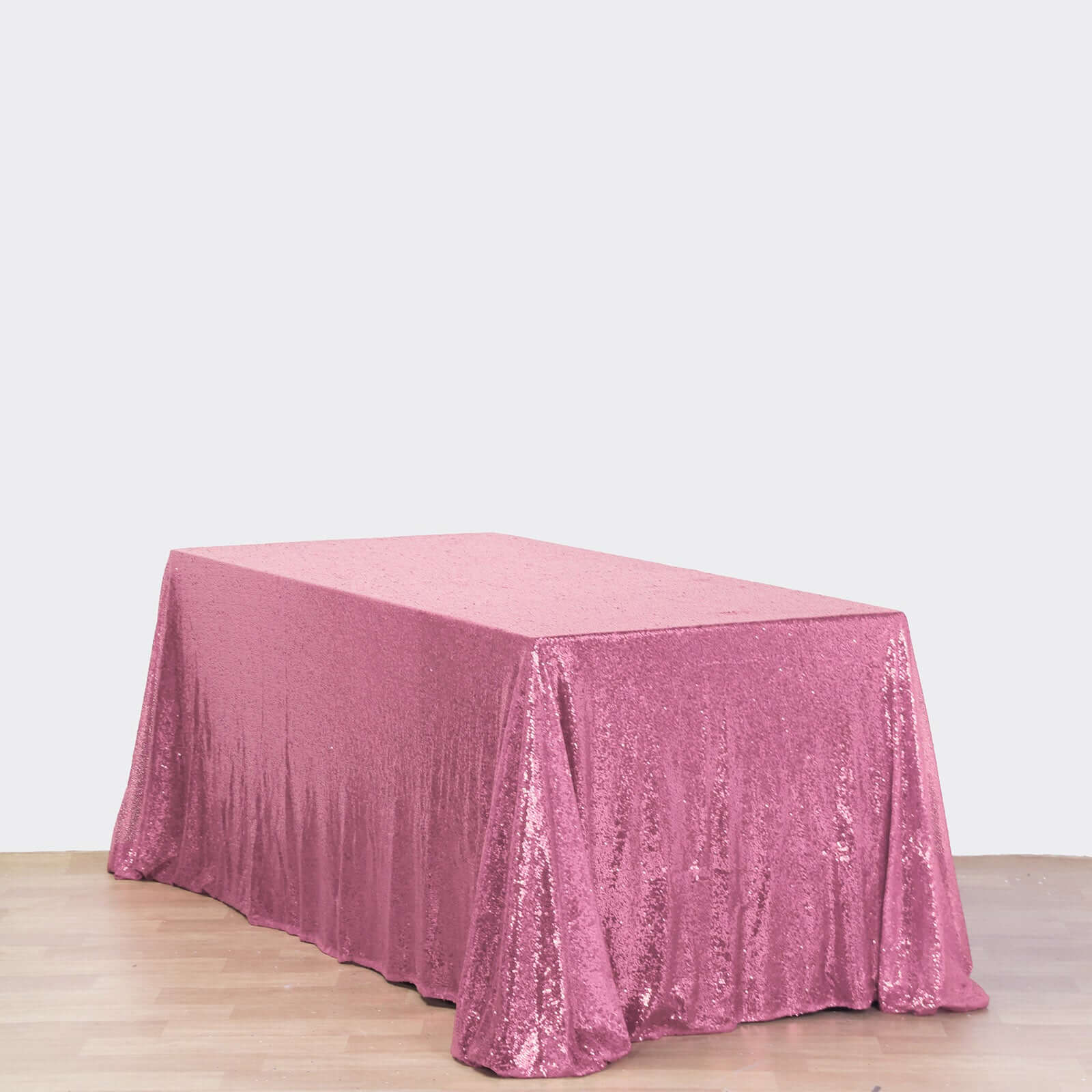 Sequin 90"x156" Rectangle Tablecloth Pink - Seamless Twinkling Table Cover - NestOCart