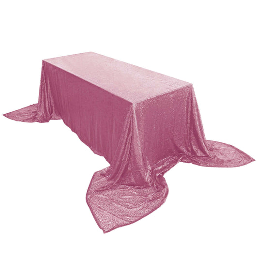 Sequin 90"x156" Rectangle Tablecloth Pink - Seamless Twinkling Table Cover - NestOCart