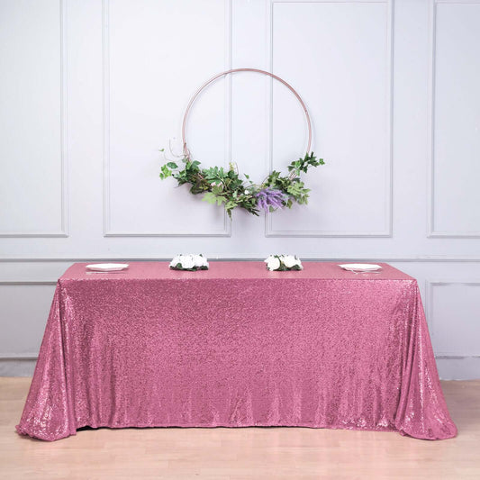 Sequin 90"x156" Rectangle Tablecloth Pink - Seamless Twinkling Table Cover - NestOCart