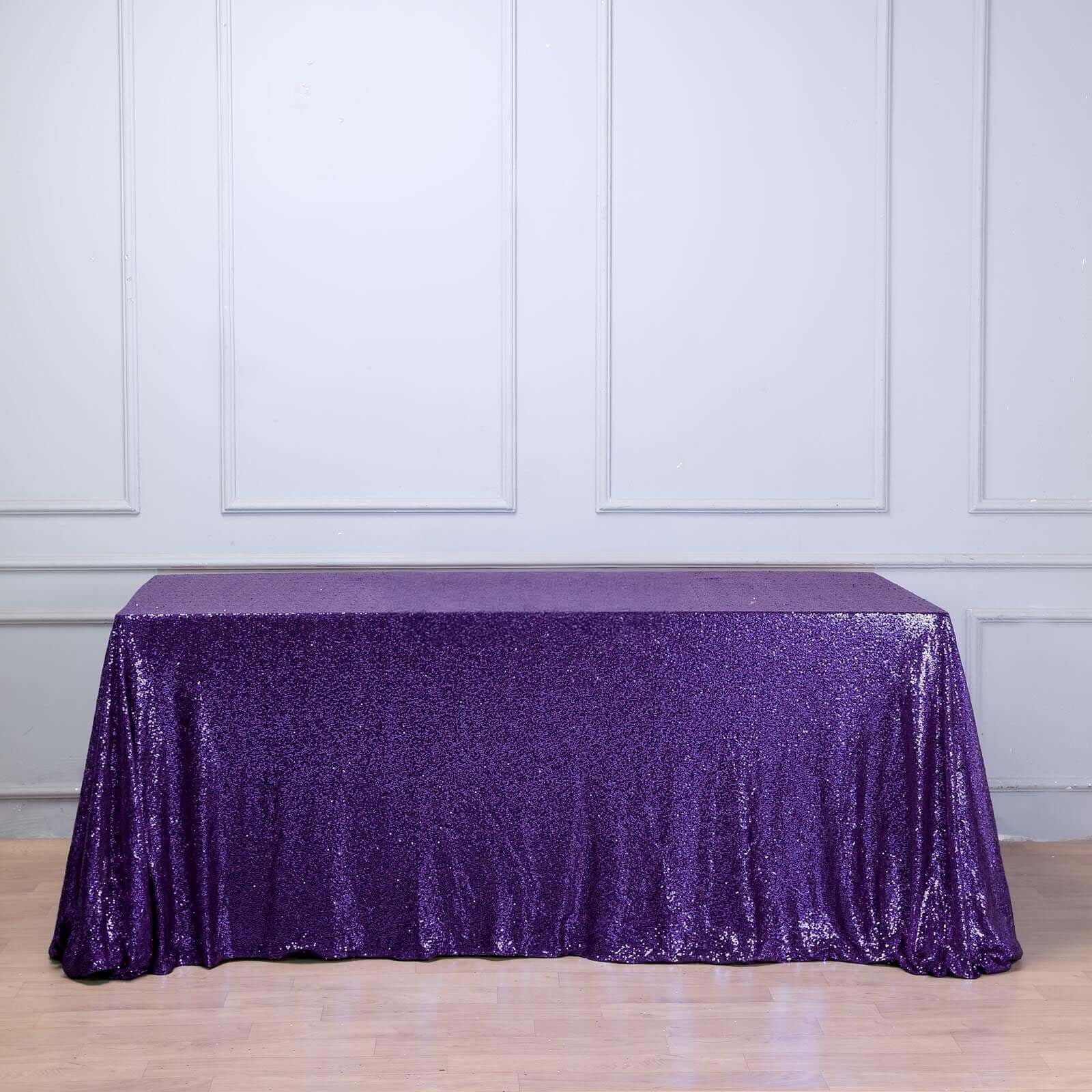 Sequin 90"x156" Rectangle Tablecloth Purple - Seamless Twinkling Table Cover - NestOCart