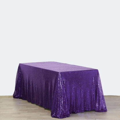 Sequin 90"x156" Rectangle Tablecloth Purple - Seamless Twinkling Table Cover - NestOCart