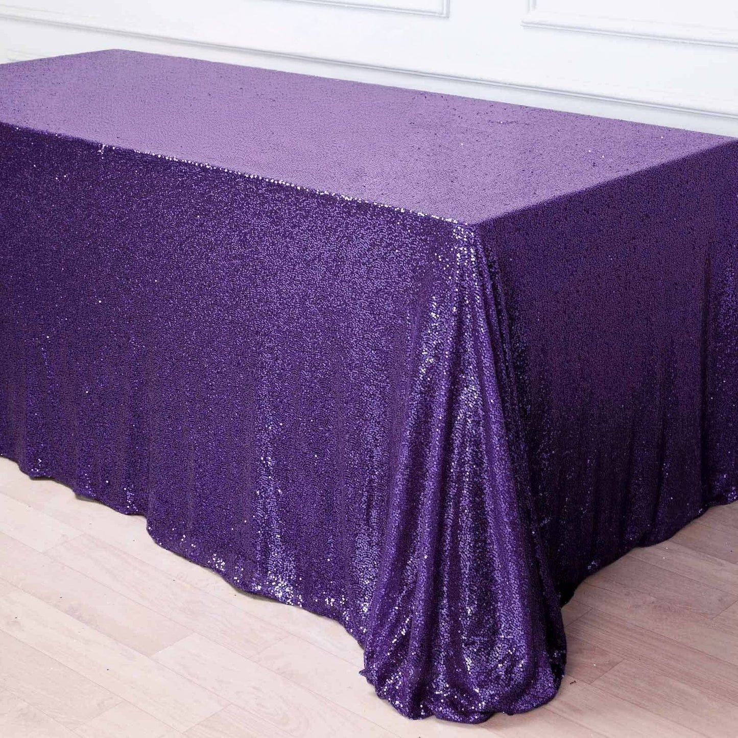 Sequin 90"x156" Rectangle Tablecloth Purple - Seamless Twinkling Table Cover - NestOCart