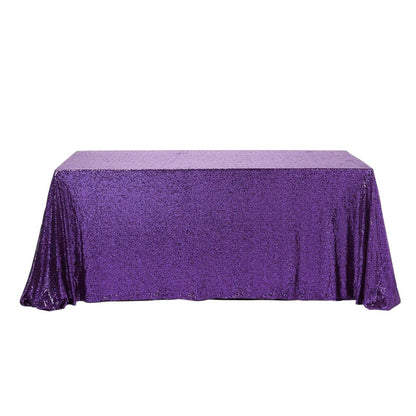 Sequin 90"x156" Rectangle Tablecloth Purple - Seamless Twinkling Table Cover - NestOCart