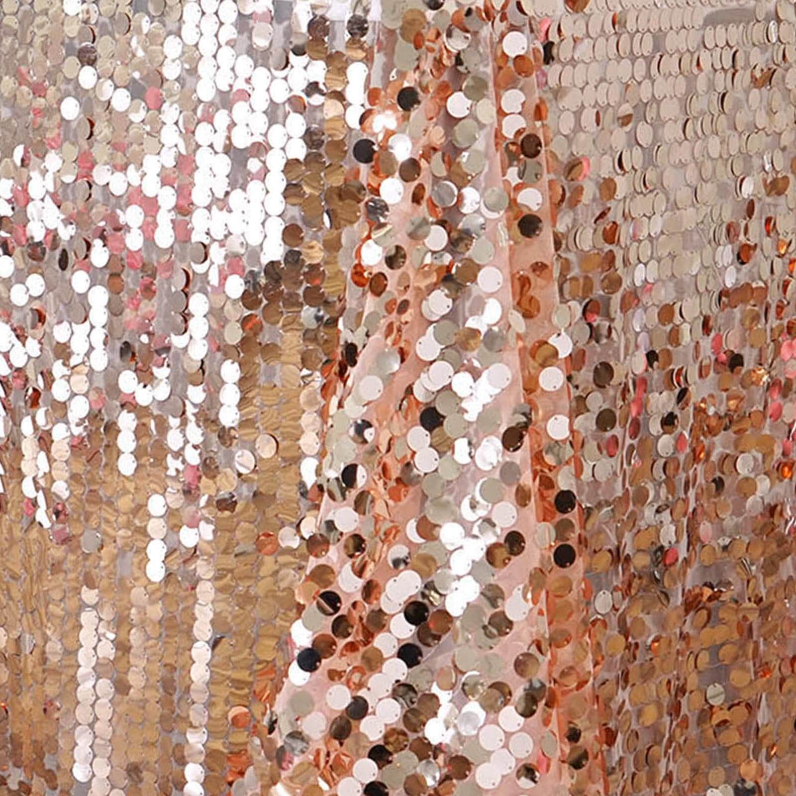 Sequin 90"x156" Rectangle Tablecloth Rose Gold - Seamless Big Payette Table Cover - NestOCart