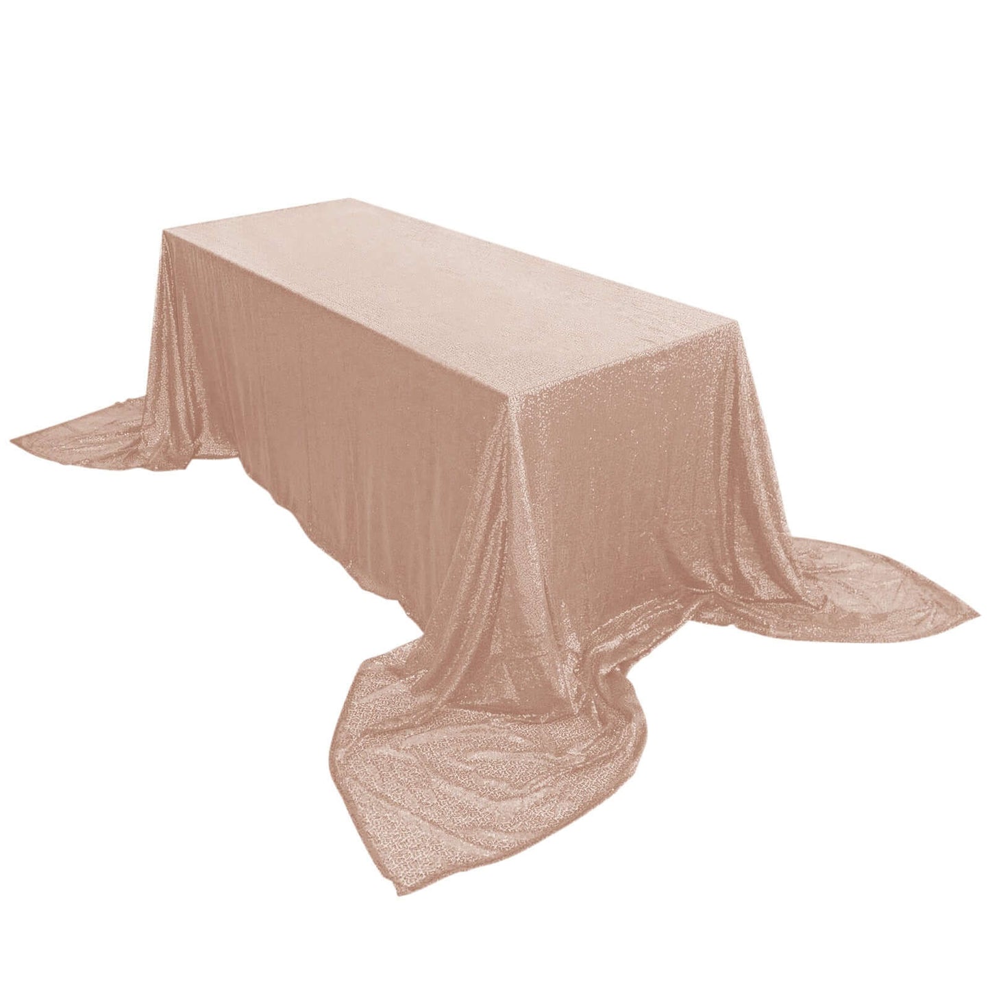 Sequin 90"x156" Rectangle Tablecloth Rose Gold - Seamless Twinkling Table Cover - NestOCart