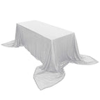 Sequin 90"x156" Rectangle Tablecloth Silver - Seamless Twinkling Table Cover