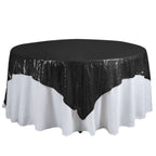 Sequin 90"x90" Table Overlay Square Tablecloth Black - Sparkly Table Cover