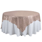 Sequin 90"x90" Table Overlay Square Tablecloth Blush - Sparkly Table Cover