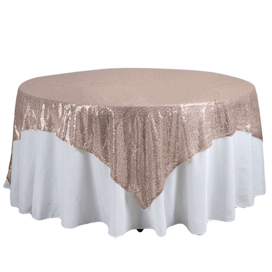 Sequin 90"x90" Table Overlay Square Tablecloth Blush - Sparkly Table Cover - NestOCart
