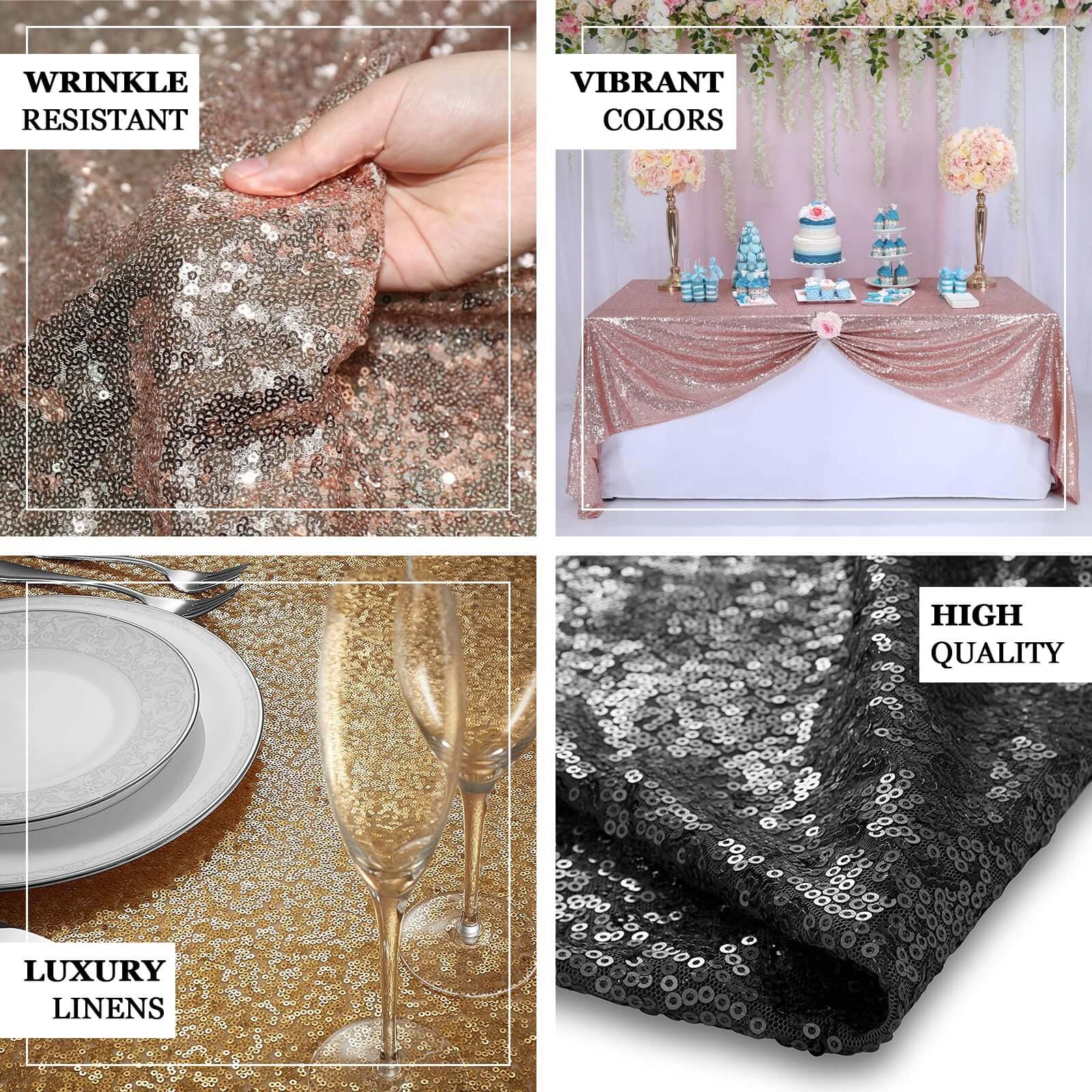 Sequin 90"x90" Table Overlay Square Tablecloth Gold - Sparkly Design for Stylish Celebrations - NestOCart