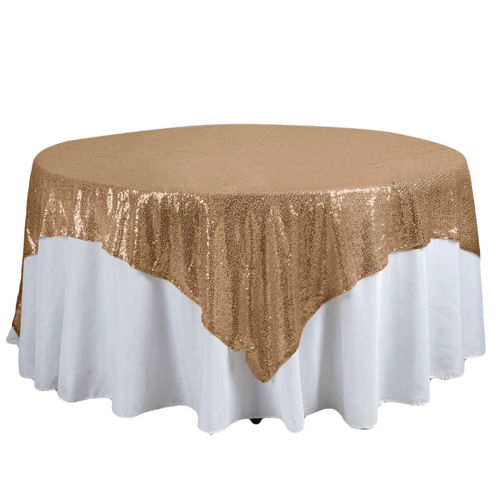 Sequin 90"x90" Table Overlay Square Tablecloth Gold - Sparkly Design for Stylish Celebrations - NestOCart