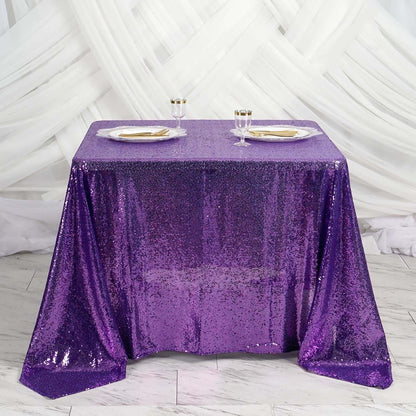 Sequin 90"x90" Table Overlay Square Tablecloth Purple - Sparkly Table Cover - NestOCart