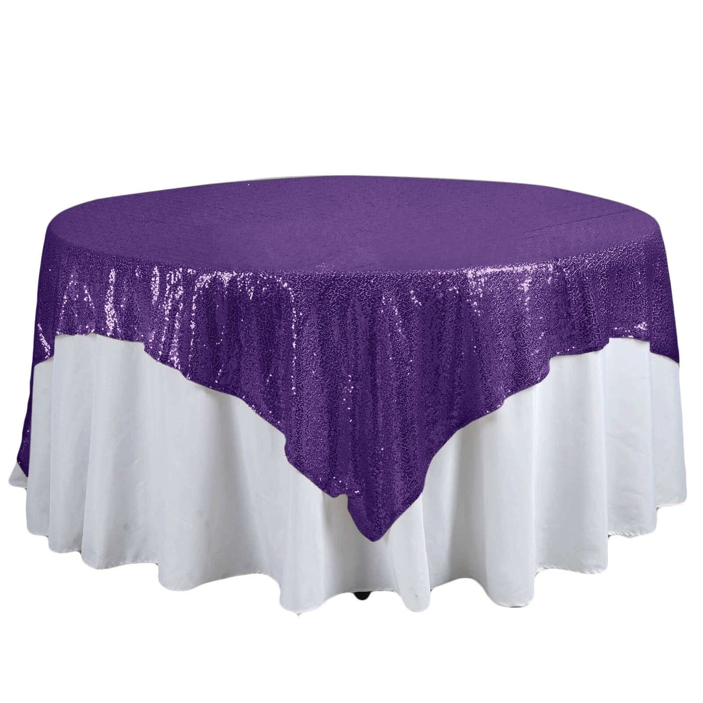 Sequin 90"x90" Table Overlay Square Tablecloth Purple - Sparkly Table Cover - NestOCart