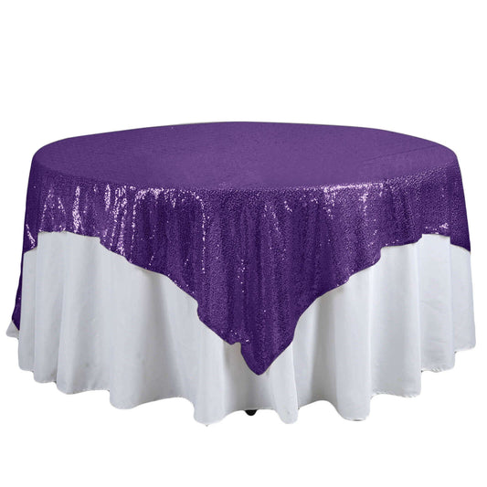 Sequin 90"x90" Table Overlay Square Tablecloth Purple - Sparkly Table Cover - NestOCart