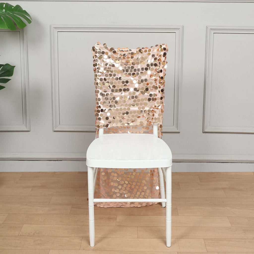 Sequin Chair Slipcover Big Payette Design for Chiavari Chairs Rose Gold - Glittering Chair Back Cover - Bell Racket Store