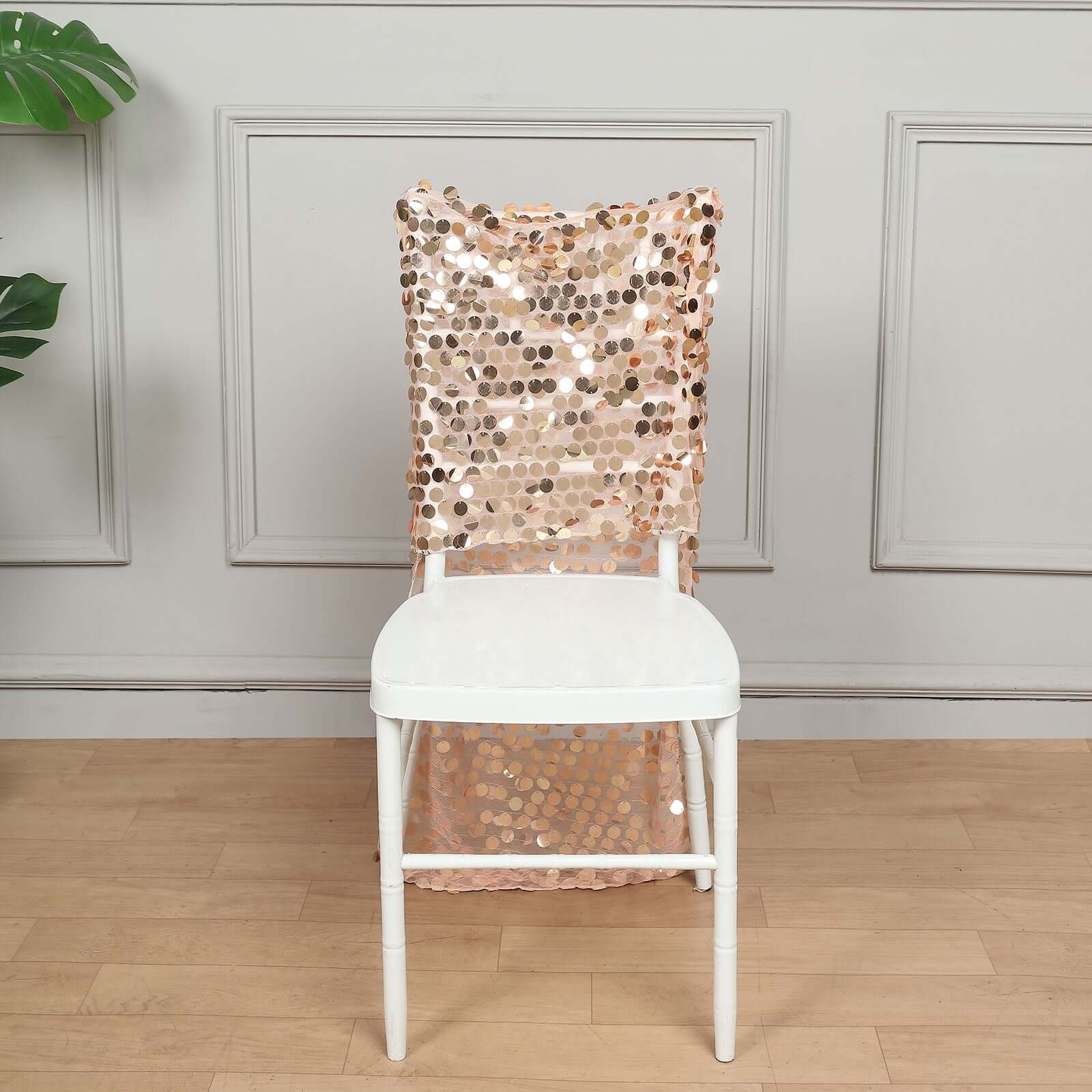 Sequin Chair Slipcover Big Payette Design for Chiavari Chairs Rose Gold - Glittering Chair Back Cover - Bell Racket Store