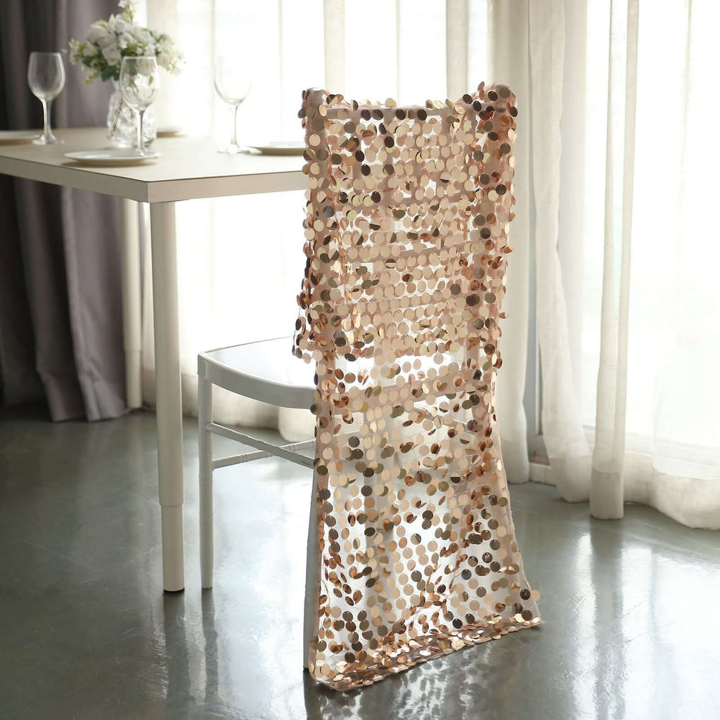 Sequin Chair Slipcover Big Payette Design for Chiavari Chairs Rose Gold - Glittering Chair Back Cover - Bell Racket Store