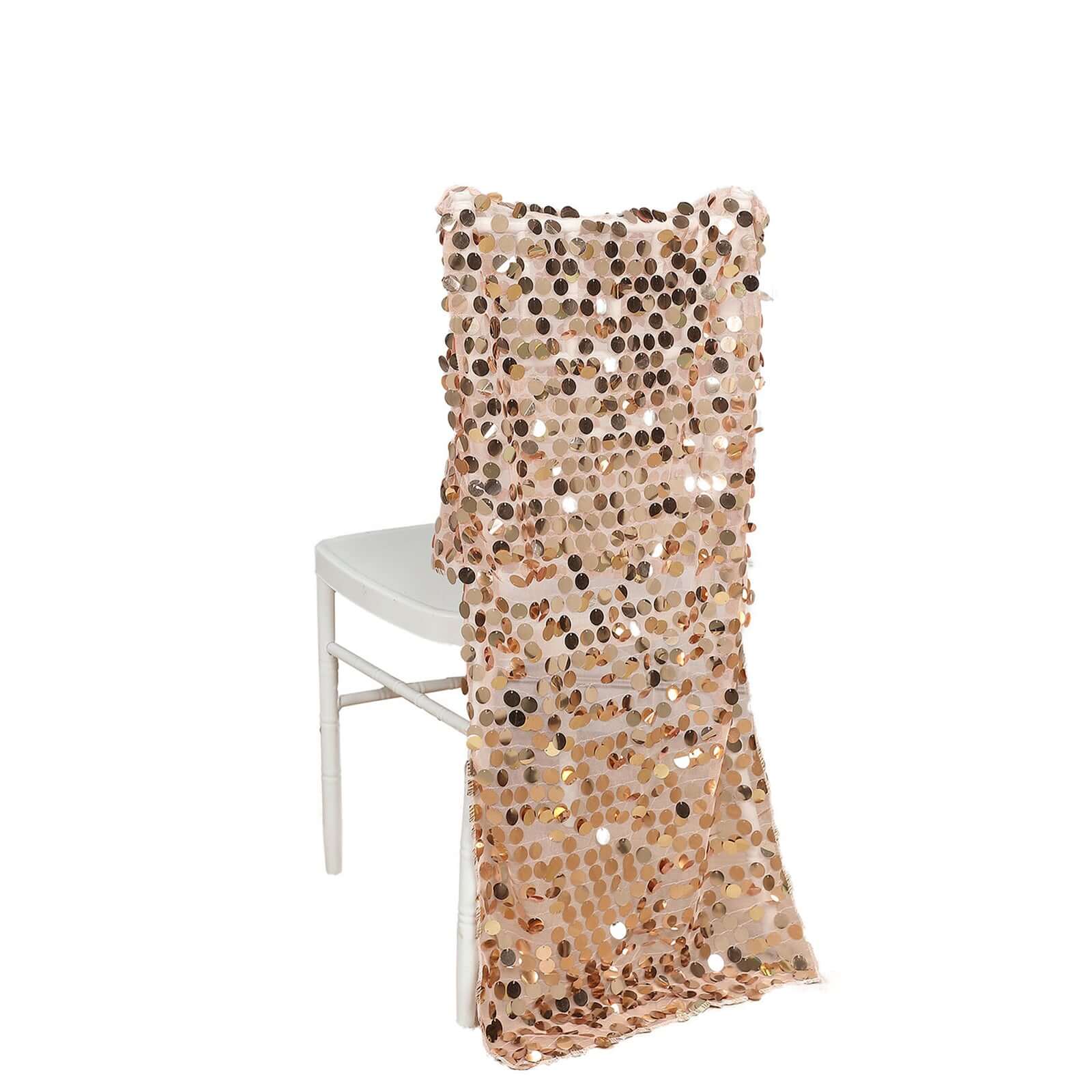 Sequin Chair Slipcover Big Payette Design for Chiavari Chairs Rose Gold - Glittering Chair Back Cover - Bell Racket Store