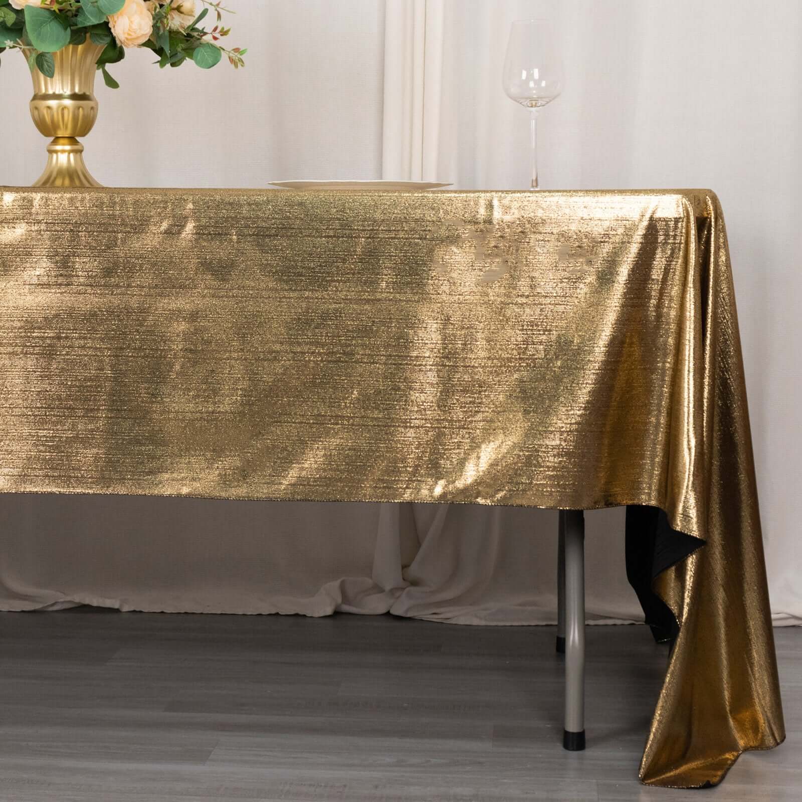 Sequin Dots Polyester 60"x126" Rectangle Tablecloth Shimmering Antique Gold - Wrinkle Free & Sparkling Table Cover - Bell Racket Store