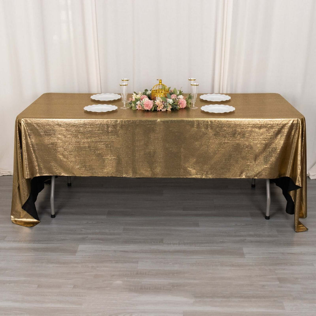 Sequin Dots Polyester 60"x126" Rectangle Tablecloth Shimmering Antique Gold - Wrinkle Free & Sparkling Table Cover - Bell Racket Store