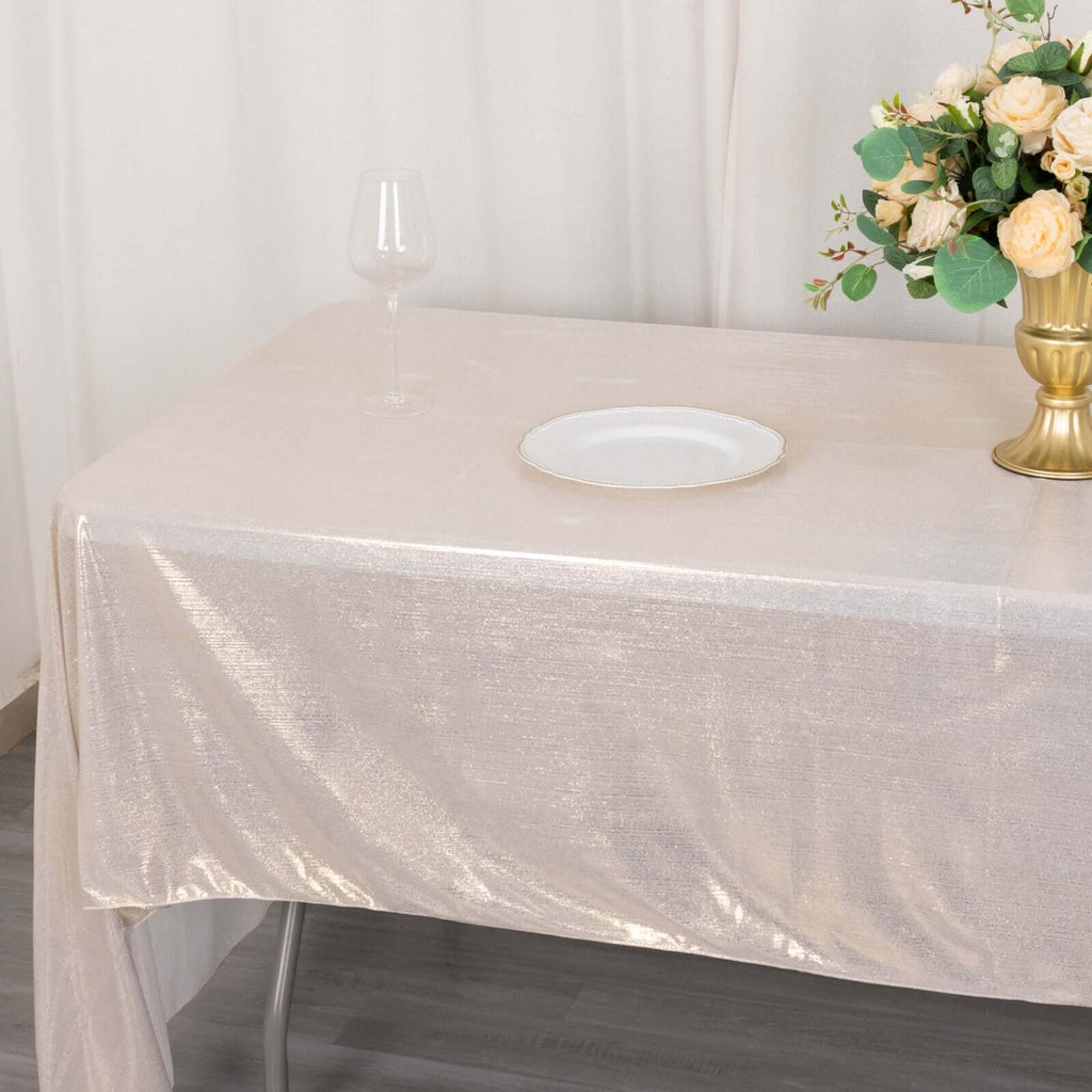 Sequin Dots Polyester 60"x126" Rectangle Tablecloth Shimmering Beige - Wrinkle Free & Sparkling Table Cover - Bell Racket Store