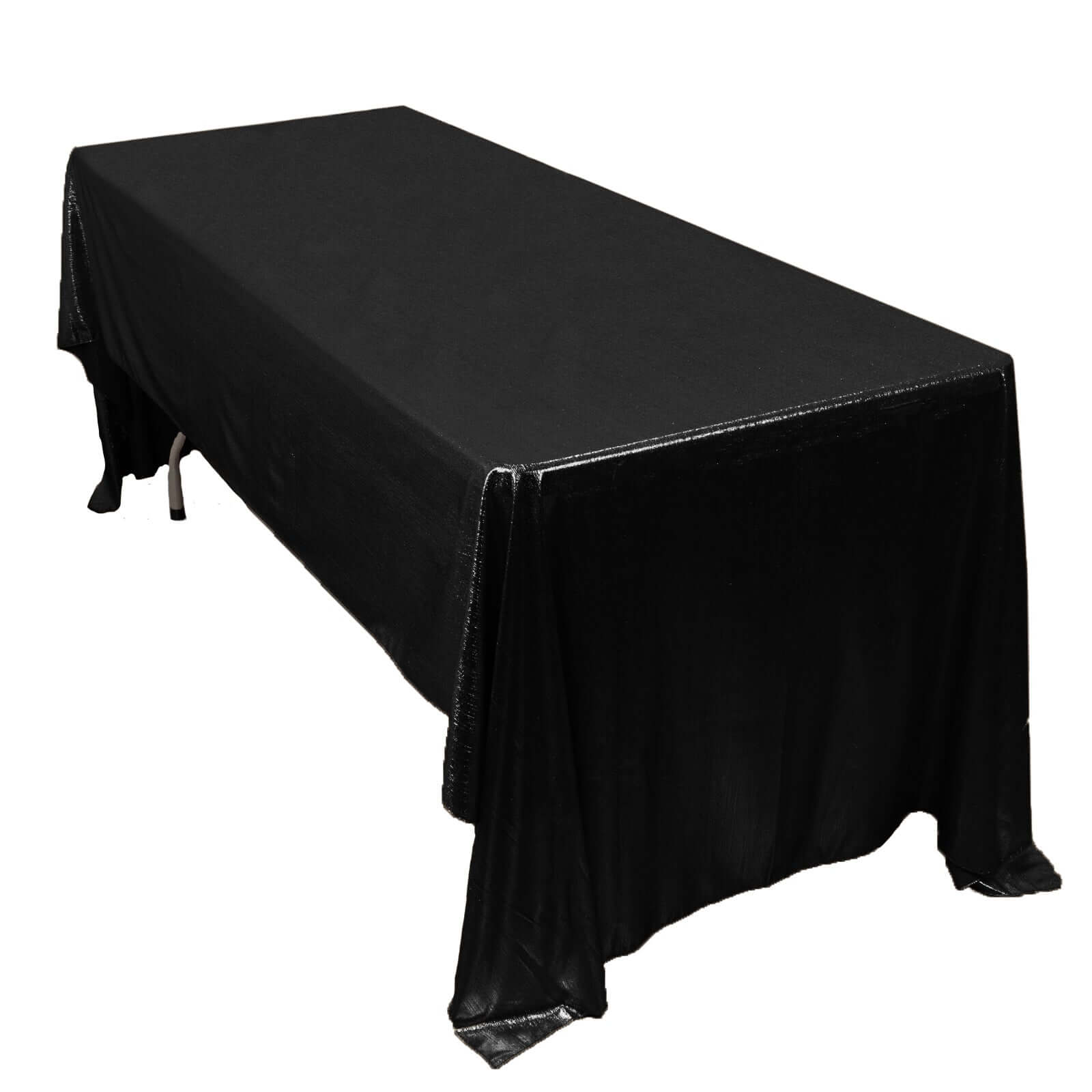Sequin Dots Polyester 60"x126" Rectangle Tablecloth Shimmering Black - Wrinkle Free & Sparkling Table Cover - Bell Racket Store